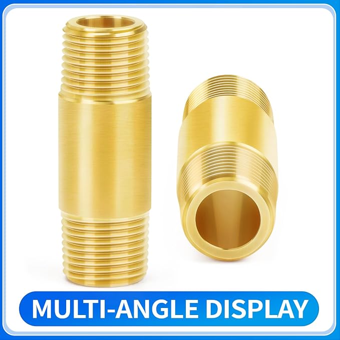ChillWaves Brass Pipe Fitting, Long Nipple Pipe 1/2" NPT Male x 1/2" NPT Male - Image 3