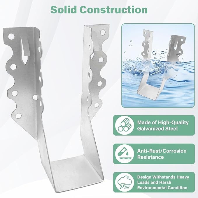 2x6 Joist Hangers 25PCS 18Gauge Rafter Bracket Double Shear Hanger | Joist - Image 3