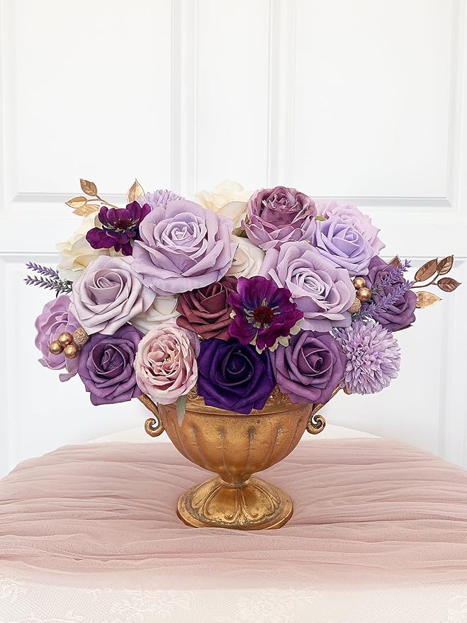 FACINOC Roses Artificial Flowers Purple Fake Flower - Image 6