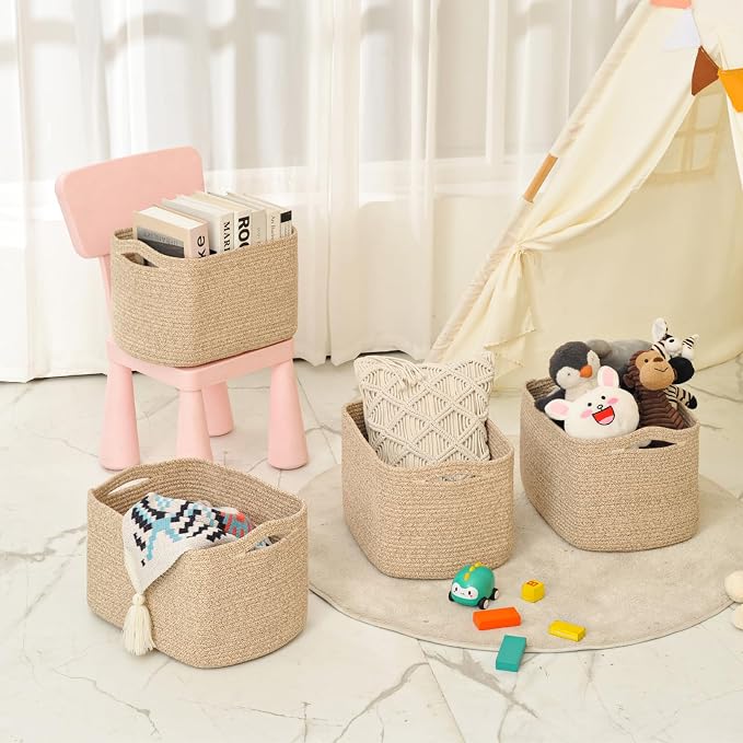 ICERZCZ Storage Baskets for Organizing & Shelves, Woven Cotton Rope - Image 8
