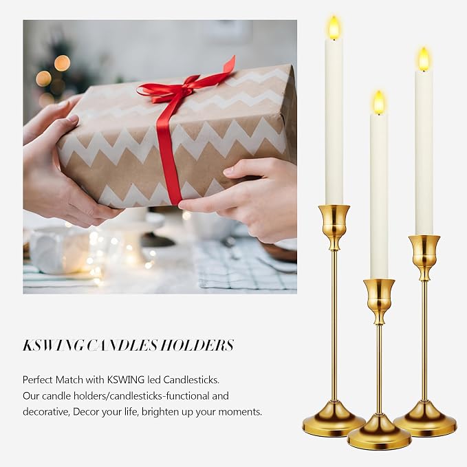 Candlestick Holders 6 PCS Metal Taper Candle Holders, KSWING Gold Candle Stick - Image 6