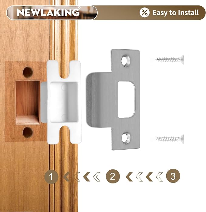 T-Shape Door Strike Plate, Satin Nickel, 2-1/8'' Hole Spacing | Door Frame - Image 3