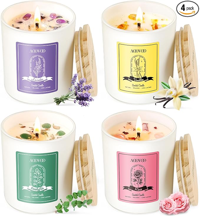 AOOVOO Rose/Vanilla/Eucalyptus/Lavender Scented Candles by AOOVOO