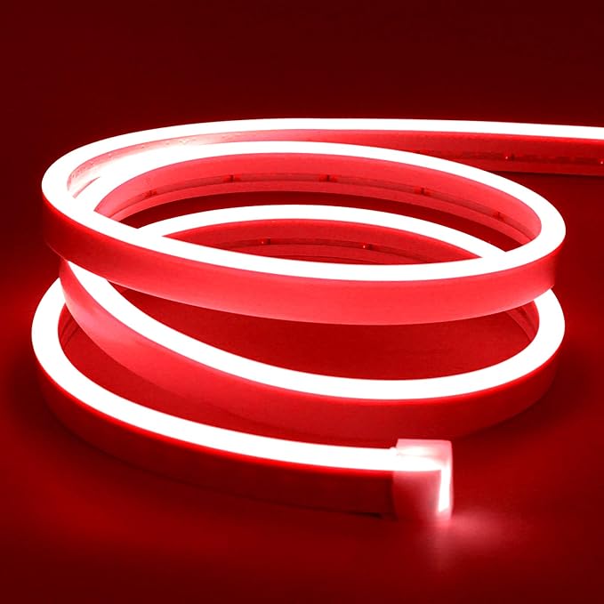 Lamomo LED Neon Lights, 16.4ft Red LED Strip Light, 12V 0.39in/Cut Silicone by Lamomo
