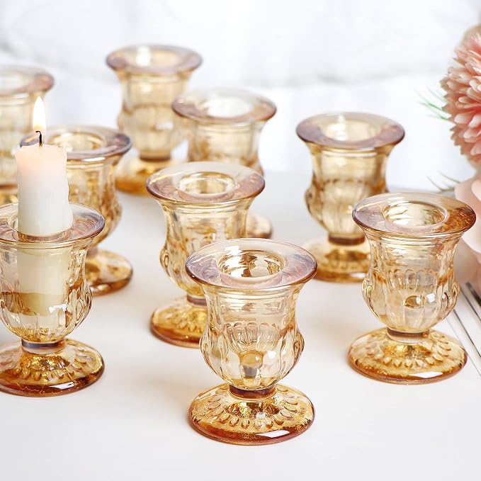 Letine Gold Candlestick Holders Set of 12-2.5" H Taper Candle Holders Bulk by LETINE