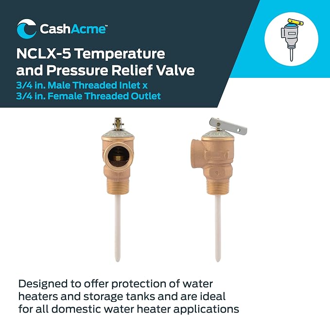 Cash Acme 3/4 Inch NCLX-5 Temperature and Pressure Relief Valve, Push to - Image 2