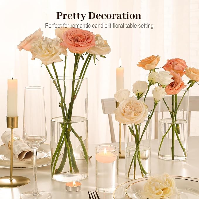 16pcs 4/6/8/10 Inch Clear Glass Cylinder Vases - Image 3