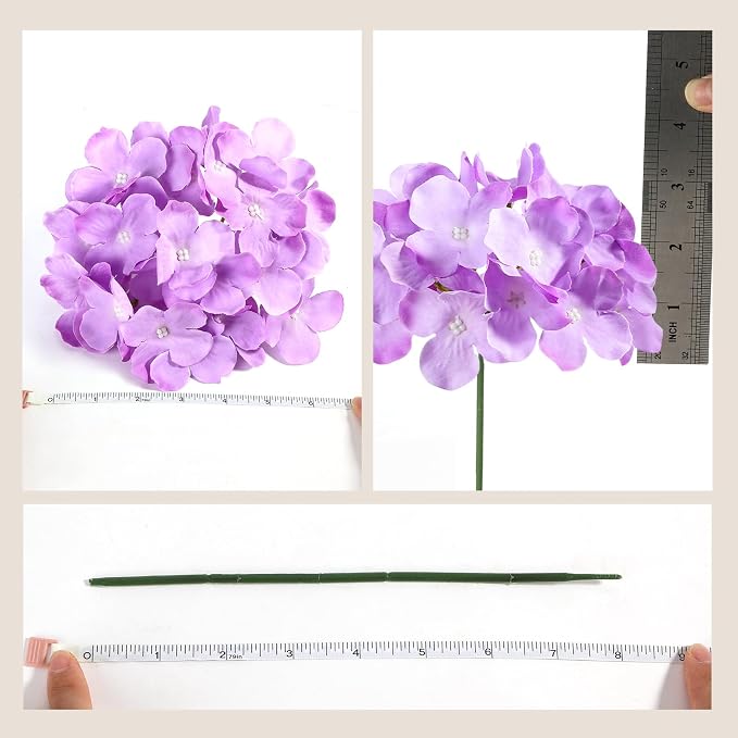 Auihiay 204Pcs Purple Hydrangea Artificial Flowers Bulk | Silk Artificial - Image 7