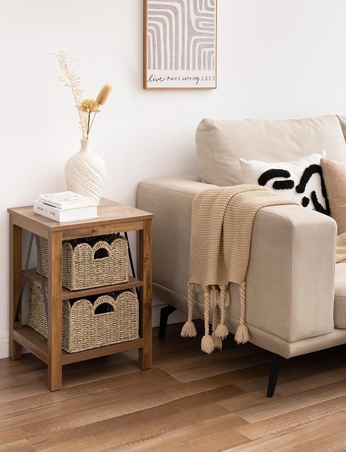 StorageWorks Scalloped Wicker Basket, Woven Baskets - Image 6
