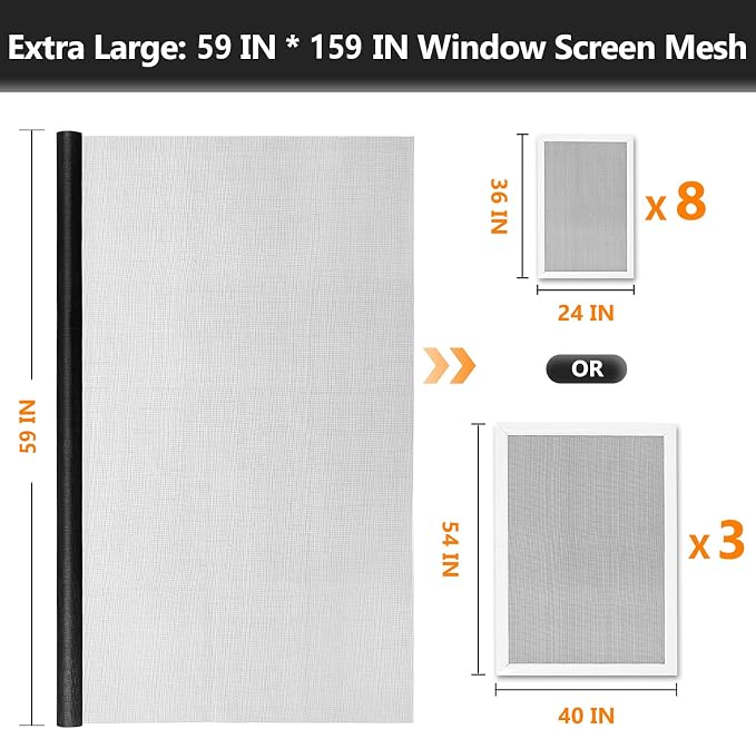 Secopad Window Screen Door Repair Kit, Durable Fiberglass Mesh Roll - Image 2