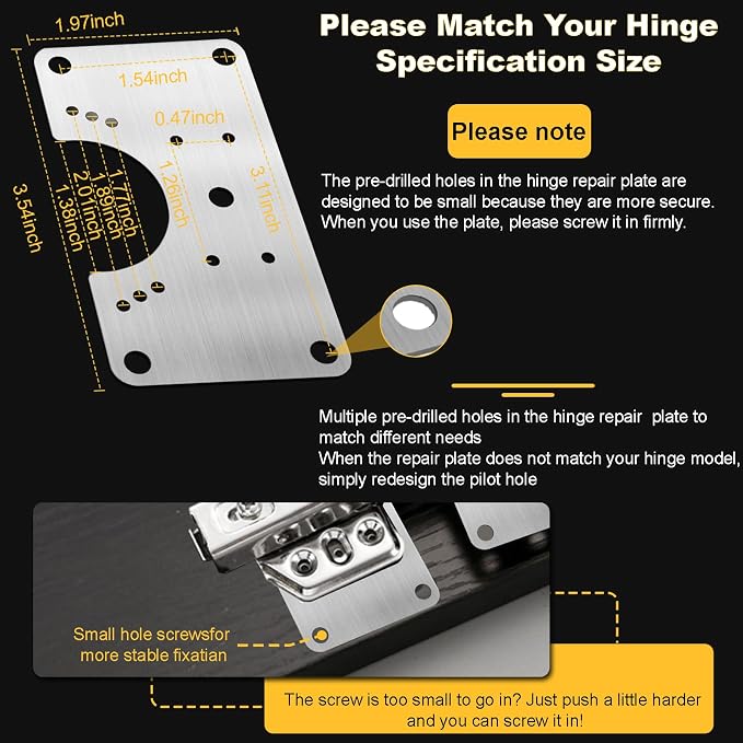 Cabinet Hinge Repair Plate, Hinges Repair Fixing Plate Cabinet Repair Board | 6 - Image 6