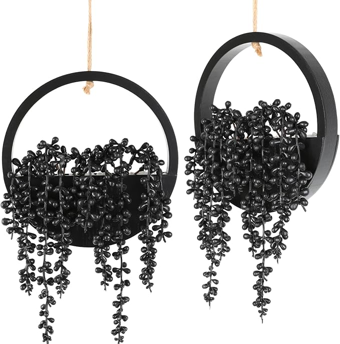 2 Pack Fake Plants Artificial Wall Hanging Succulents Plant | Boho Hanging by Hobyhoon