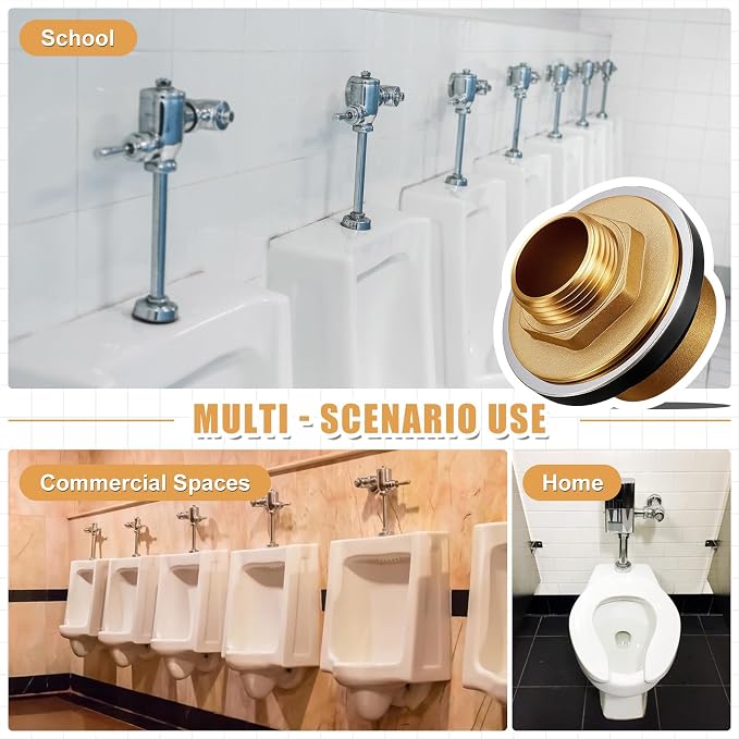 Zonon 3 Pcs 1 Inch x 3/4 Inch 100% Brass Closet Spud Urinal Spud Flush Valve - Image 5