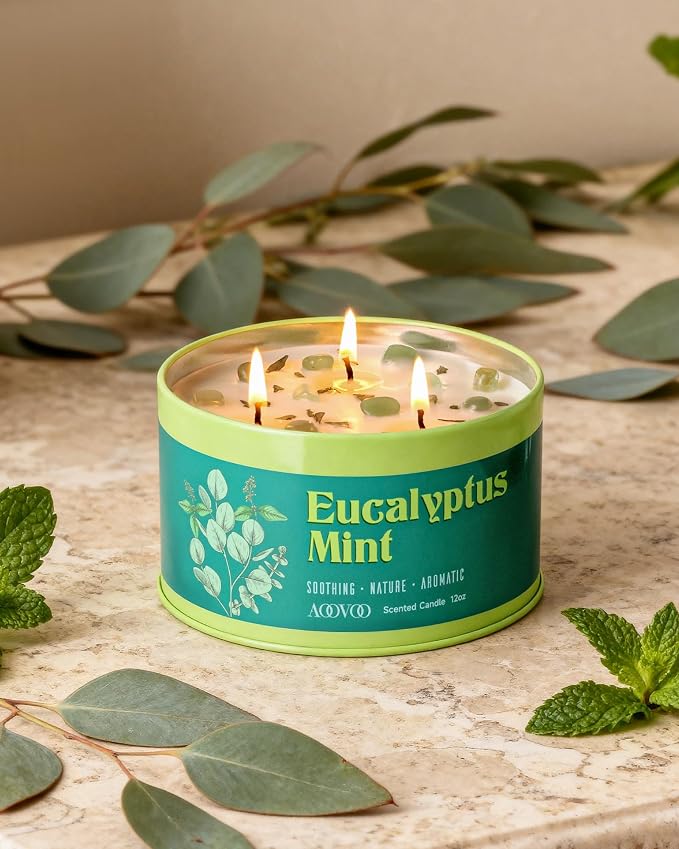 AOOVOO Eucalyptus Mint Candle for Relax - 12oz Scented Candle - Image 6