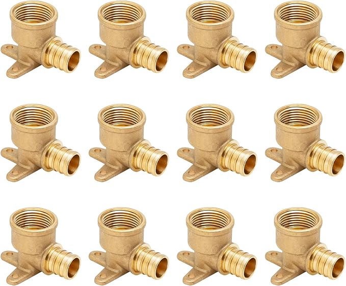 12-Pack 3/4 Inch PEX Drop Ear Elbow, Brass | 3/4" PEX-B x 3/4" Female Pipe by SUNGATOR