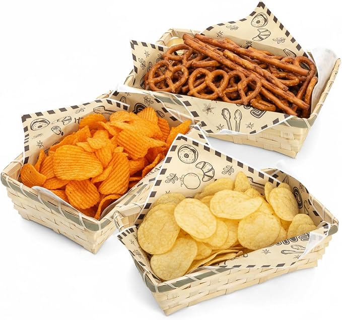 TOPZEA 8 Pack Rectangle Gift Baskets, Small Wicker Chip Serving Baskets Food - Image 3