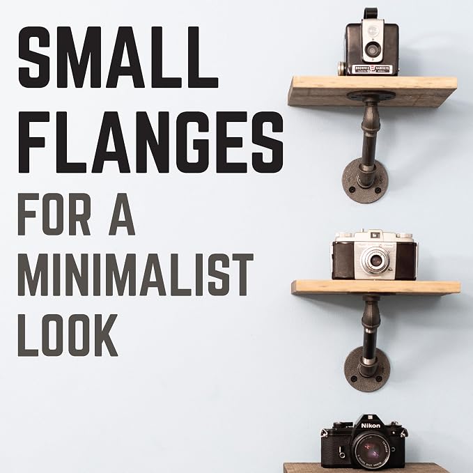 1/2" Mini Flange Fitting, PIPE DECOR Black Malleable Iron Fittings Fit Standard - Image 5