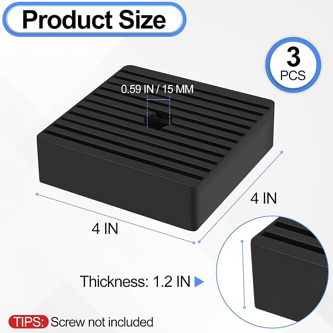 3 Pack Anti Vibration Pads for Washing Machine 4"x4"x1.2", Sound Isolation - Image 8