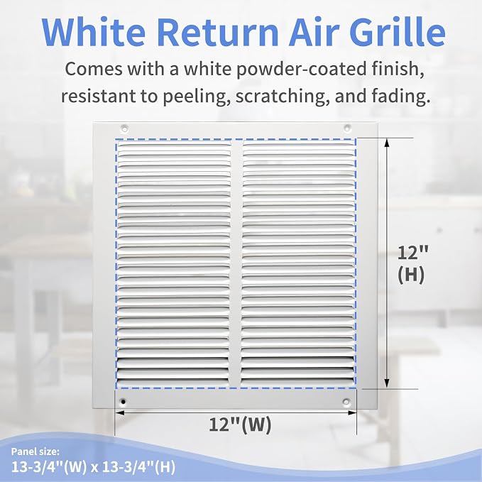 Howeall 12"W x 12"H Steel Return Air Grille, Air Return Vent Cover - Image 2