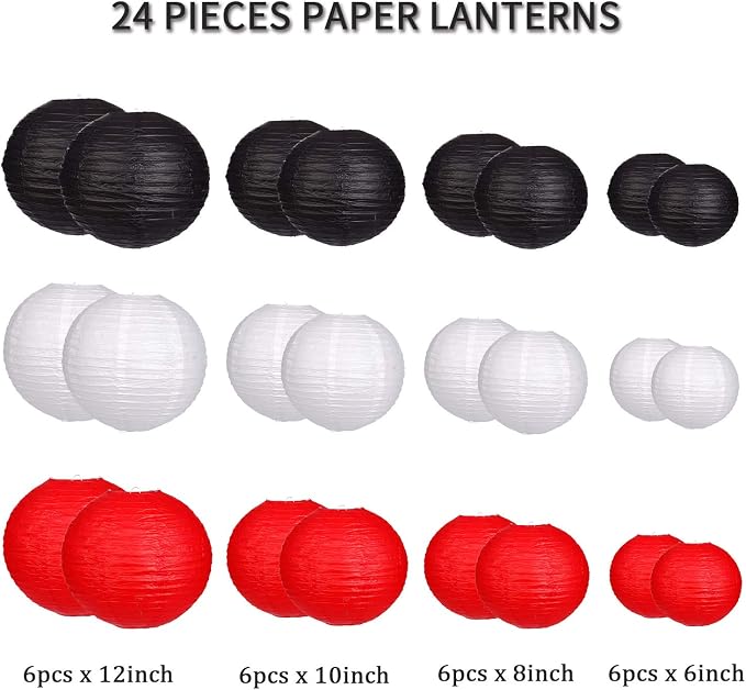24pcs Hanging Round Paper Lanterns - Image 2