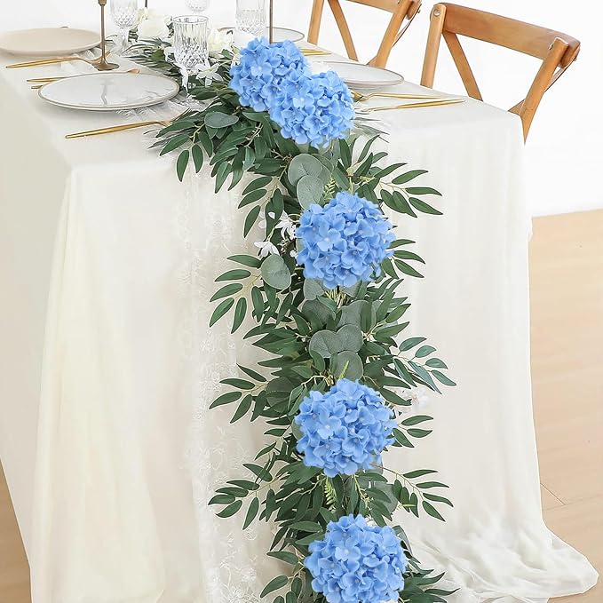 AVIVIHO 10pcs Fake Flowers Blue Hydrangea Artificial Flowers Bulk Silk Flowers - Image 7