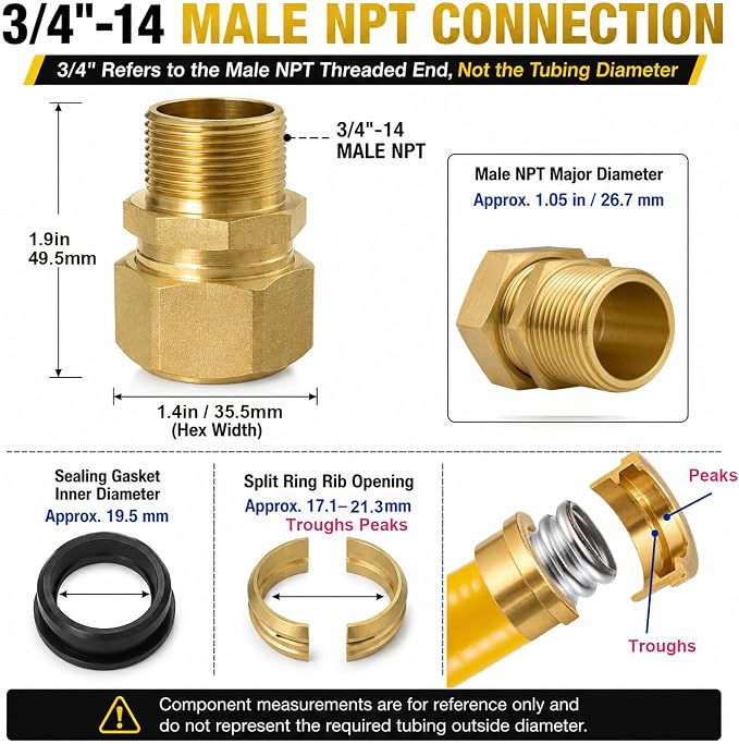 4 Pack 3/4" Male NPT Brass Fittings - Image 3