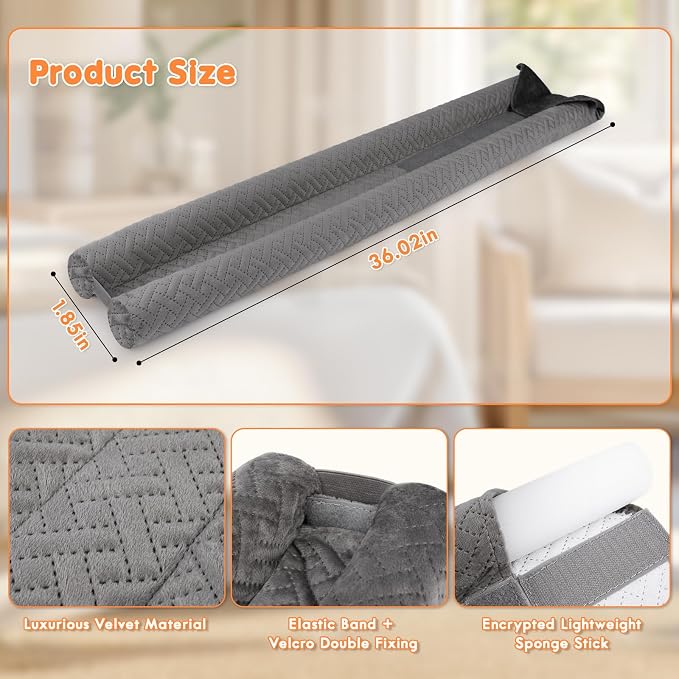 2 Pcs Premium Velvet Under Door Draft Stopper, Dust & Noise - Image 6