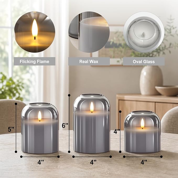 Midcentury Modern Decor, Battery Operated Pillar Candles - Image 4