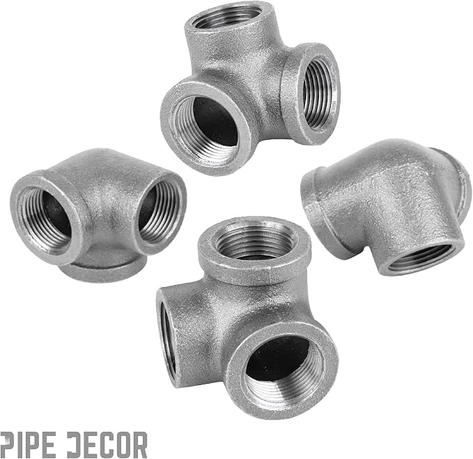 1/2" Side Outlet Elbow Fitting, PIPE DECOR Black Malleable Iron Fittings Fit - Image 7