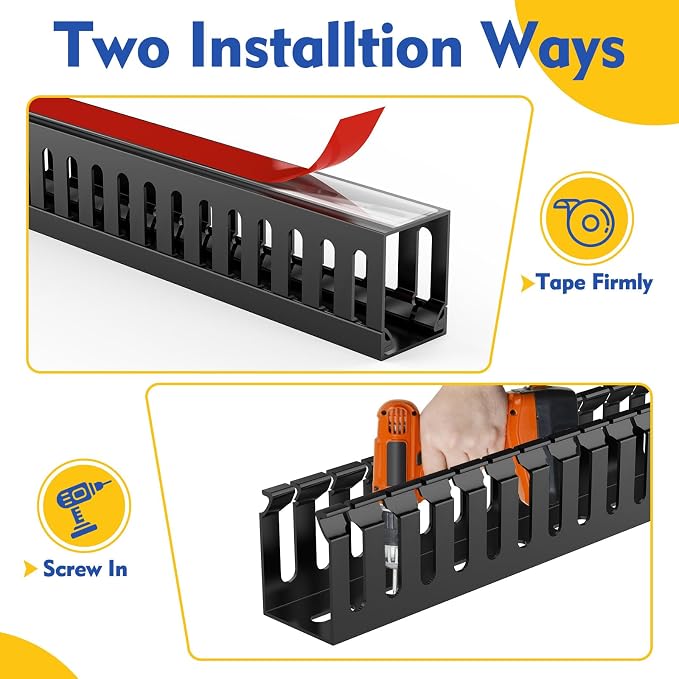 Open Slot Wiring Raceway Cable Duct, Cable Management Cord Track | 123" open - Image 4