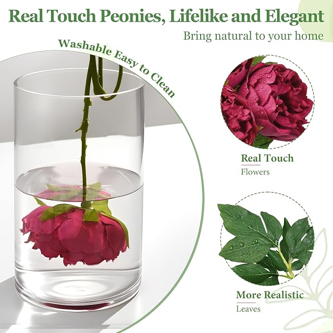 3PCS 22in Peonies Artificial Flowers, Real Touch Latex Peonies | Lifelike Large - Image 5