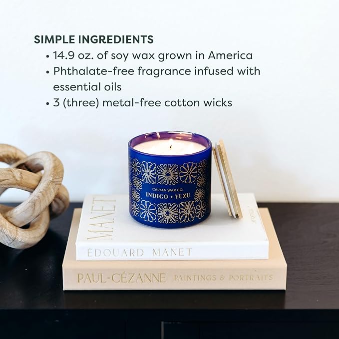 Indigo & Yuzu 3 Wick Scented Candle - Image 7