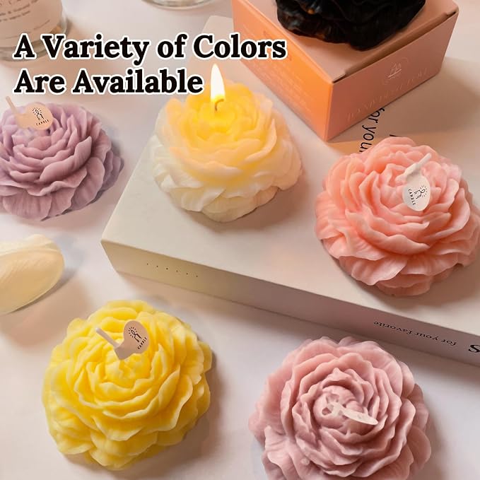 White Peony Flower Shape Candles - Image 5