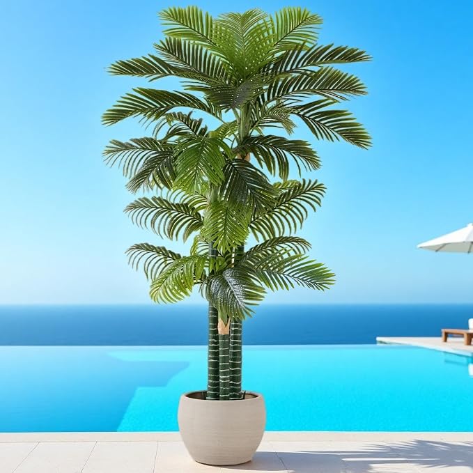 8.5FT Artificial Golden Cane Palm Tree by FloraFairy-StylishArtificialPlantsandPlanter