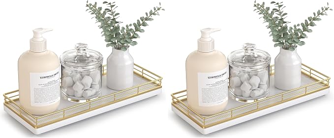 Bathroom Tray for Counter Top Organizer, Oak Wood Vanity Tray by Focusonit