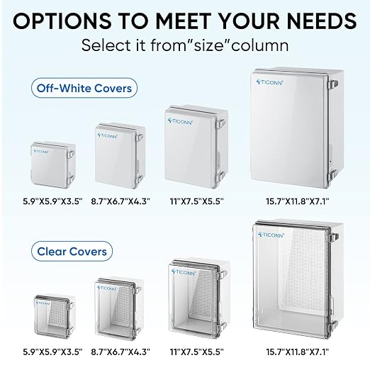 TICONN Outdoor Electrical Box Waterproof, ABS IP67 Junction Box Enclosure | - Image 3