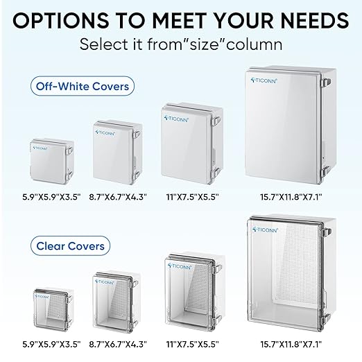 TICONN Outdoor Electrical Box Waterproof, ABS IP67 Junction Box Enclosure | - Image 3