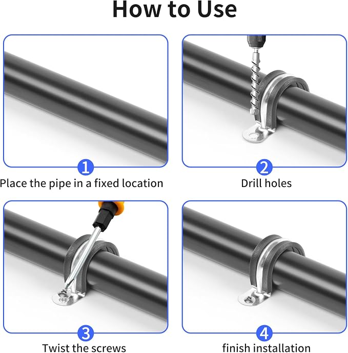 2 Inch Reinforced Rigid Pipe Strap, 2 Holes U Bracket Cable Clamp Hanger - Image 4