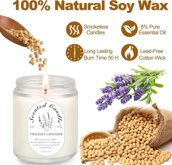 Scented Candles Gift Set, 4 Pack 7 oz Soy Wax Candles - Image 3