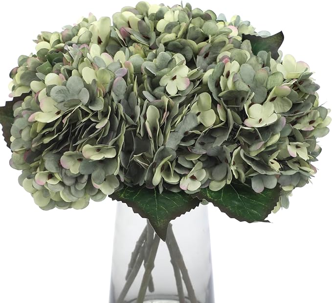 Kimura's Cabin 6pcs Hydrangea Artificial Flowers Fake Hydrangeas, Mint Green | by WeddingPartyArrangementBouquetsDecorationArtificialFlowers
