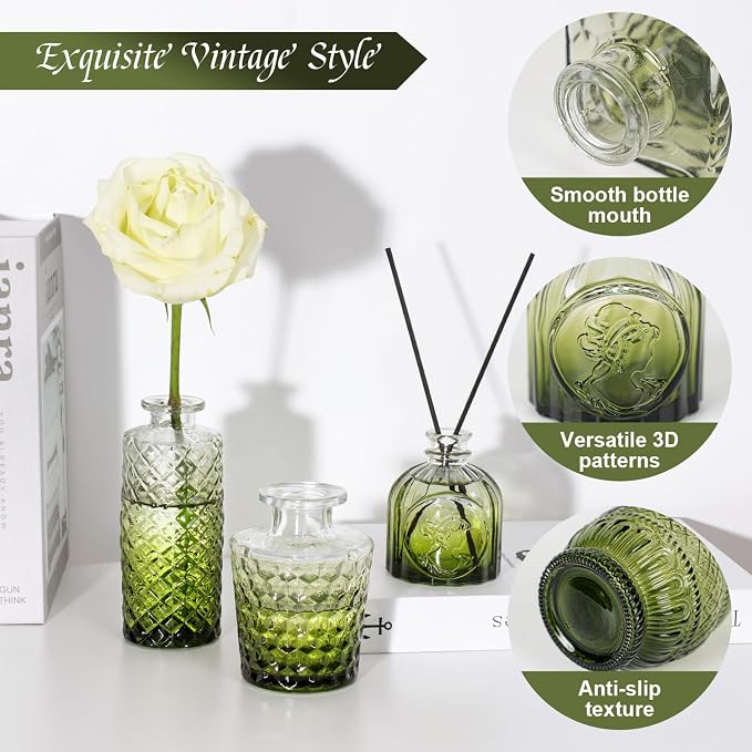 Clear Gradient Green Glass Bud Vase Set of 24 Pcs, Small Bud Vases in Bulk - Image 9