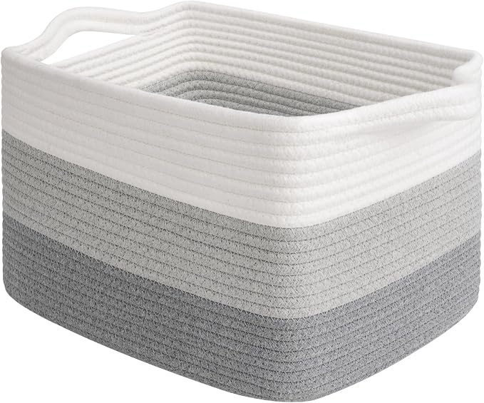Goodpick Woven Storage Basket for Shelves, Gradient Gray | Stylish Gift Basket by Goodpick