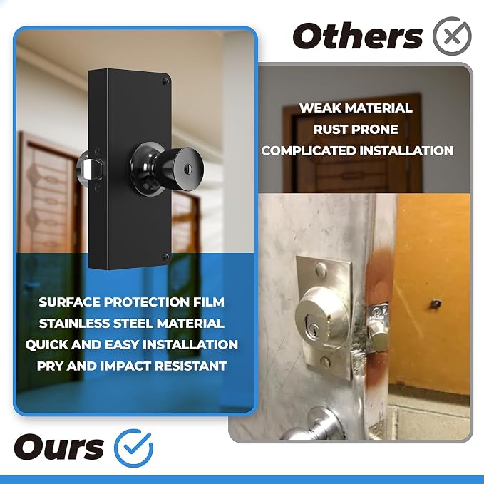 Black U 9585 Stainless Steel Lock and Door Reinforcement Plate - Image 7