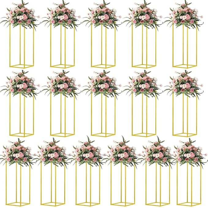 23.6inch 16 pcs Column Vases Gold Centerpieces by MEISHAONV