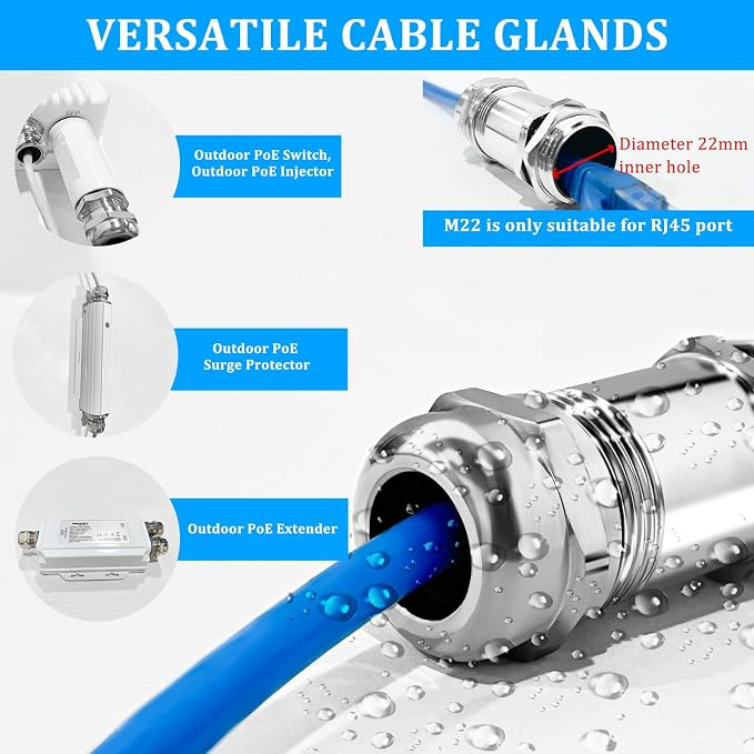 PROCET M22 long style Stainless Steel Waterproof Cable Gland-Waterproof Nylon - Image 5
