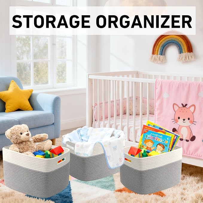 3 Pack Woven Baskets, Storage Baskets - Image 4