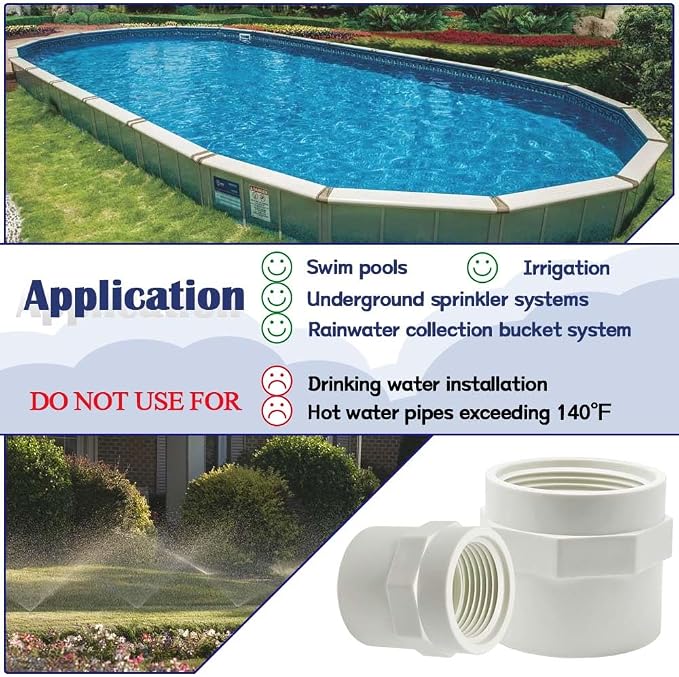 2PCS 1-1/2 Inch Female Thread White PVC Fittings 2-Way PVC Pipe Coupling - Image 6
