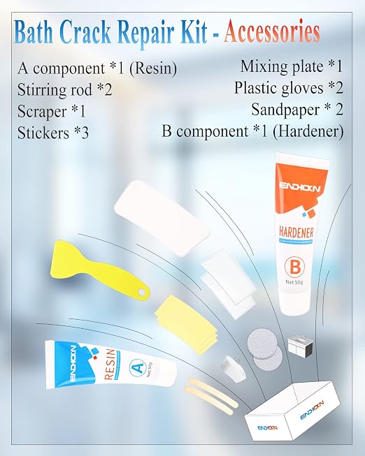 Bath Repair Kit White 100g, Chip & Pedestal Crack Hole Scratches Repair | - Image 8