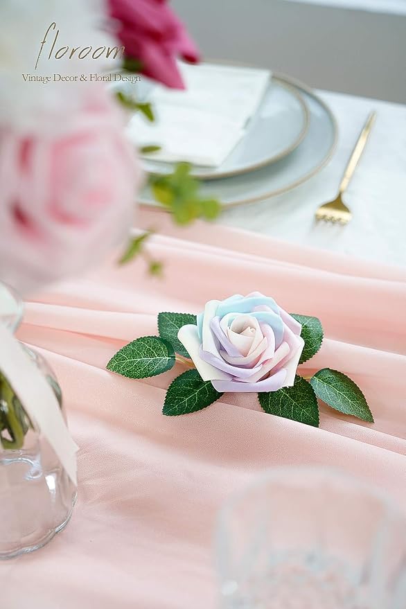 Artificial Flowers 25pcs Real Looking Whimsical Blush Foam Fake Roses - Image 6