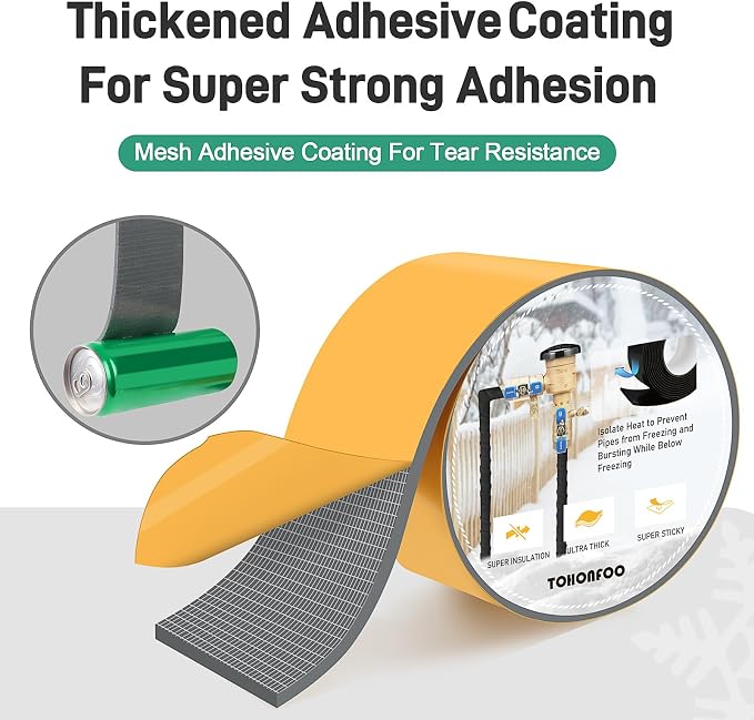 TOHONFOO Outdoor Pipe Insulation Tapes, Foam Pipe Heat Tape, insulation foam - Image 2